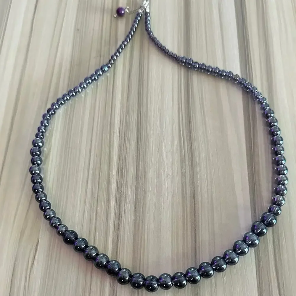 purple graduated faux‎ pearl necklace 2 mm - 8 mm 18” long with 2.5” extension - Picture 4 of 5